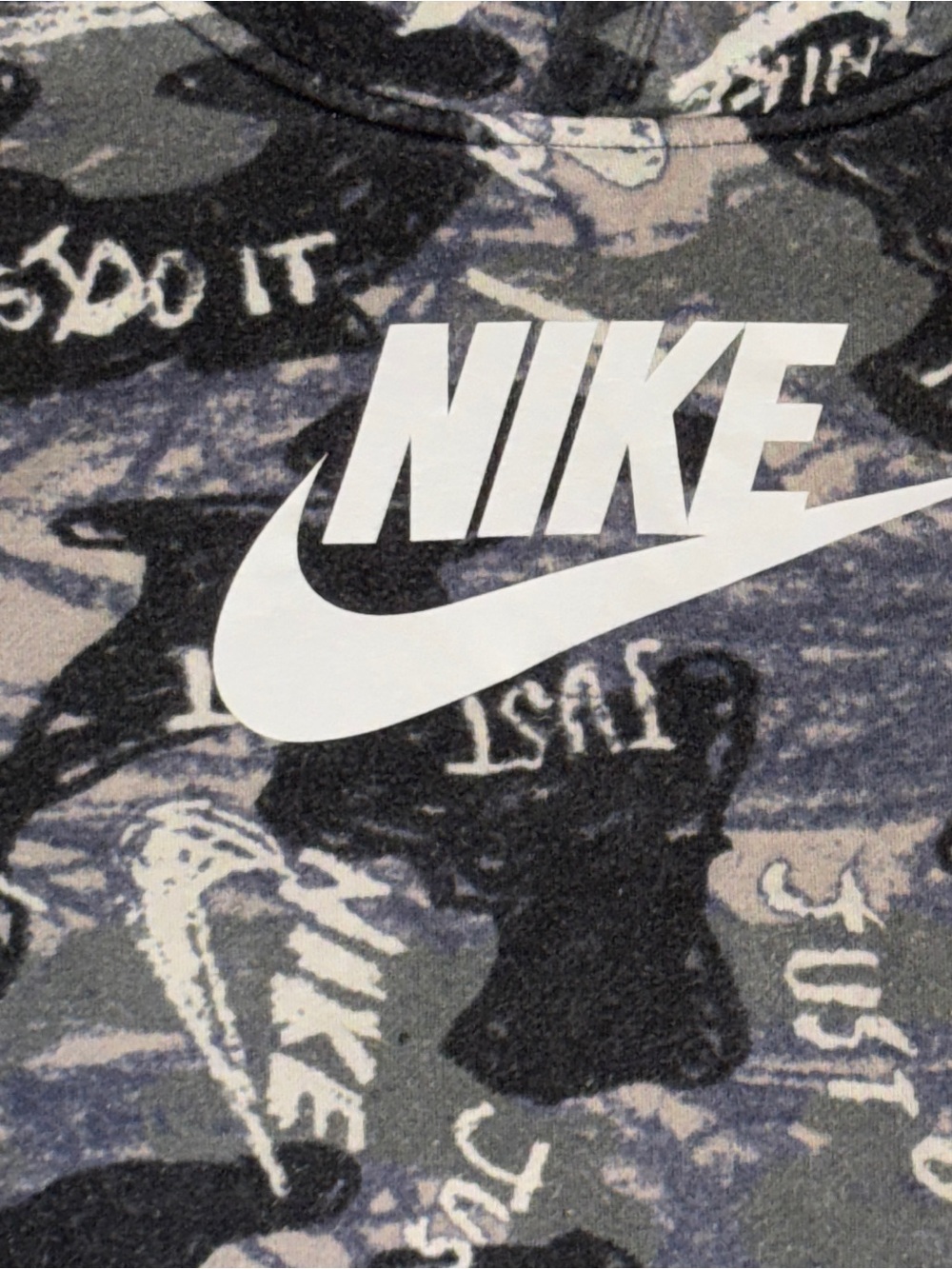 Nike Black & Gray Camo Hoodie with White Logo Youth XL